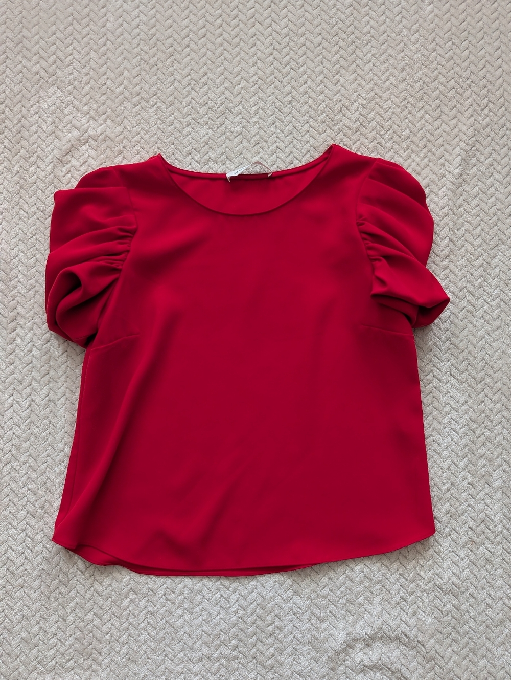 Amanda Uprichard Red Puff Sleeve Blouse